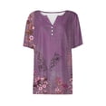 thumbnail image 4 of DPTALR Women's Printed Short Sleeves Blouse Round Neck Casual Tops, 4 of 4