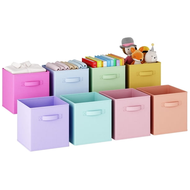 Cajas de Almacenamiento Plegables de Tela, Cubos de Almacenamiento 28 cm, Juguetero Organizador Infantil para Niños, Cajas Organizadoras Contenedores para Clósets, Cajas para Ropa, Juego de 8