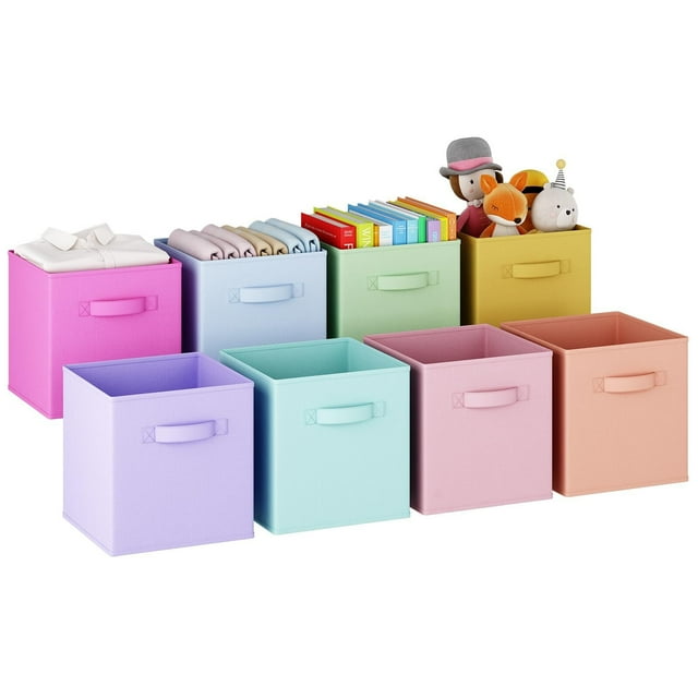 Cajas de Almacenamiento Plegables de Tela, Cubos de Almacenamiento 28 cm, Juguetero Organizador Infantil para Niños, Cajas Organizadoras Contenedores para Clósets, Cajas para Ropa, Juego de 8