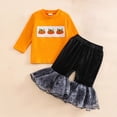 thumbnail image 2 of EnJoCho Girls Hallow-een 2-Piece Outfit - Long Sleeve Top and Bell Bottom Pants with Embroidery Pumpkin Pattern, Autumn Fall Children’s Clothing Set, 2 of 5