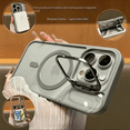 thumbnail image 4 of Magnetic Lens Metal Ring Stand Phone Case For IPhone 13 11 12 14 15 Pro Max Lens Glass Film Protection Transparent Magsafe Cover, 4 of 7
