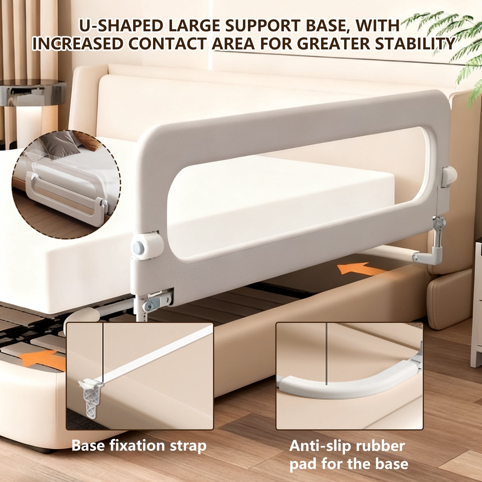 Foldable Toddler Bed Rails - Kids Guard Bumper for Crib Safe Bed Side Rail for Twin Queen King Full Size Beds 48inch