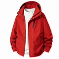 thumbnail image 2 of Zefriona Men's Water-Resistant Hooded Softshell Windbreaker Jacket for Hiking Red M, 2 of 9