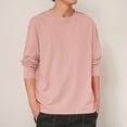 thumbnail image 7 of COSFO Crew Neck Sweatshirts for Men Casual Long Sleeve Pink Pullover Solid Men Shirts, 7 of 7