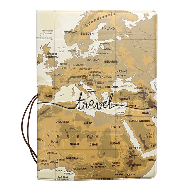 Creativo Mapa Del Mundo Pasaporte Cubierta Cartera Bolsa Carta Hombres Mujeres Cuero Pu Id Titular De La Dirección Portátil Embarque Accesorios De Viaje huangjie unisex