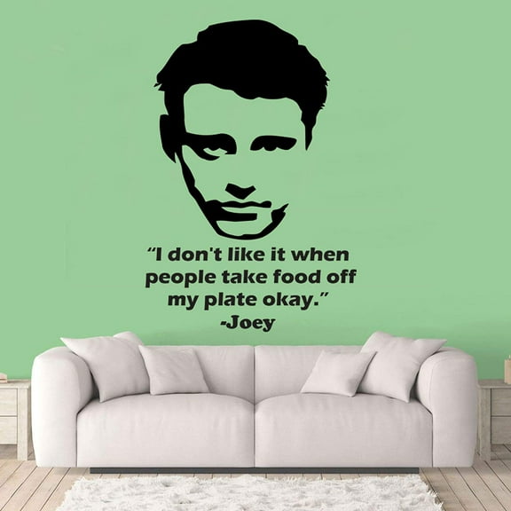 I Don't Like It When Poeple Take Food Off My Plate Okay - Joey FRIENDS TV Show Series Quote Wall Stickers for Entertainment Bedroom Fans Rooms Home Wall Art Decals Vinyl Decoration Size (30x27 inch)