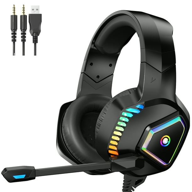 Cshidworld Audífonos para Juegos, Audífonos con Cable para Juegos para Ps4, Ps5, Xbox con Sonido Envolvente 7.1, con Micrófono con Cancelación de Ruido y Luz RGB, Audífonos sobre la Oreja para Xbox S