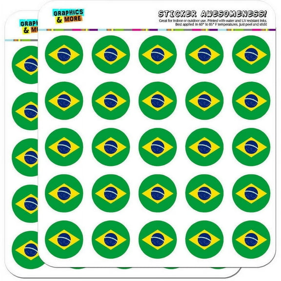 Brazil National Country Flag 50 1" Planner Calendar Scrapbooking Crafting Stickers