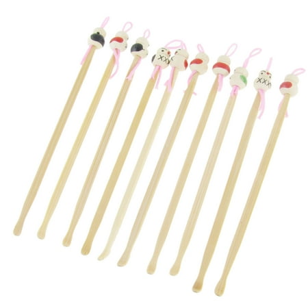 10 Pcs Assorted Color Doll Top Pink Strap Earpick Curette 4.7