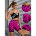 thumbnail image 3 of Unique Bargains Women's High Waist Tie Dye Biker Shorts Thigh Shapers Shorts S Rose Red, 3 of 6