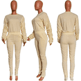thumbnail image 2 of Akmipoem Women Plus 2 Piece Outfits Tracksuit Sweatsuit Stacked Ruched Crop Jogging Pants Sets, 2 of 5