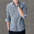 thumbnail image 2 of Camisa vaquera de corte ajustado y manga larga de verano para hombre, estilo coreano, de moda, que suaviza tu silueta, camisa informal de negocios a la moda, 2 of 4