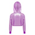 thumbnail image 6 of Hansber Fashion Girls Jazz Hip-Hop Dance Crop Top See-through Metallic Shiny Cropped Hoodie Sweatshirt Purple 10, 6 of 7