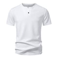 thumbnail image 5 of Xcmzpl Mens V Neck T Shirts Short Sleeve Casual Henley Shirt Basic Solid Business Work Office Cotton Tees Comfy Summer Blouses, 5 of 10