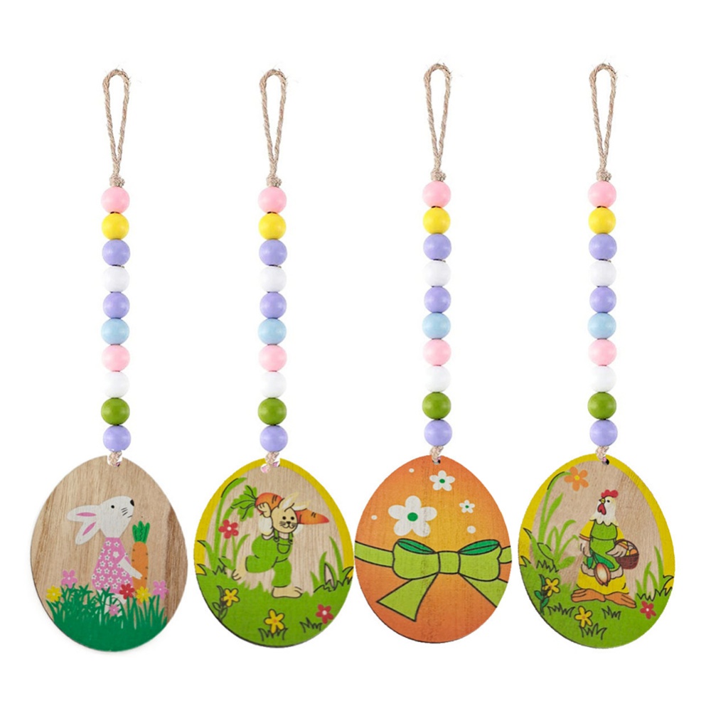 4 Pieces Unfinished Wood Easter Ornament Easter Egg Cutouts Hang Tags