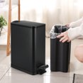 thumbnail image 2 of Naiovety Cubo de basura de acero inoxidable de 10 l, cubo de basura reutilizable, lavable, ergonómico, elegante, contenedor de basura de cocina Suministros de limpieza para el hogar Negro, 2 of 6