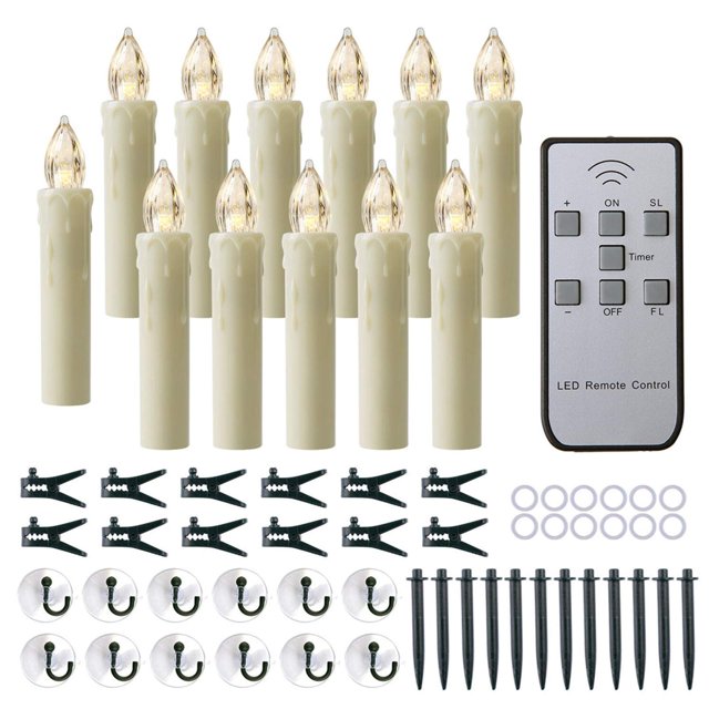 Velas sin llama para ventana MIXALY Marfil LED Cono 12 piezas con control remoto