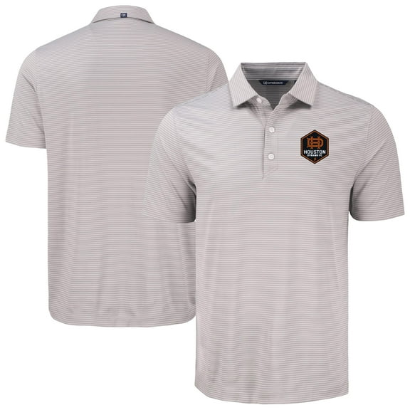 Men's Cutter & Buck Gray Houston Dynamo FC Forge Eco Fine Line Stripe Stretch Recycled Polo