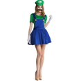 thumbnail image 1 of Disfraz de Super Mario Luigi, disfraz de Cosplay para adultos y niños, disfraz elegante para fiesta, 1 of 2