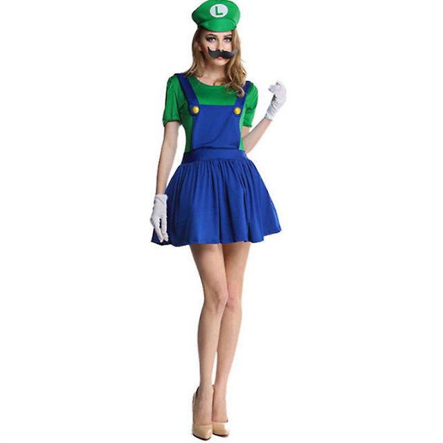 Disfraz de Super Mario Luigi, disfraz de Cosplay para adultos y niños, disfraz elegante para fiesta