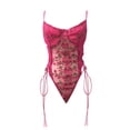 thumbnail image 2 of Gibobby Lencería mujer erótica Camisón para mujer, lencería sexy transparente y sexy para mujer, vestido de malla de encaje(Rosa caliente, M), 2 of 5