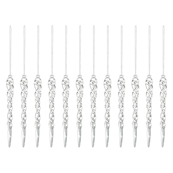 12 Pack Acrylic Icicle Hanging Ornaments, Shatterproof Christmas Tree Decor with Twisted Frost Design, Clear Glass-Like Winter Holiday Accents