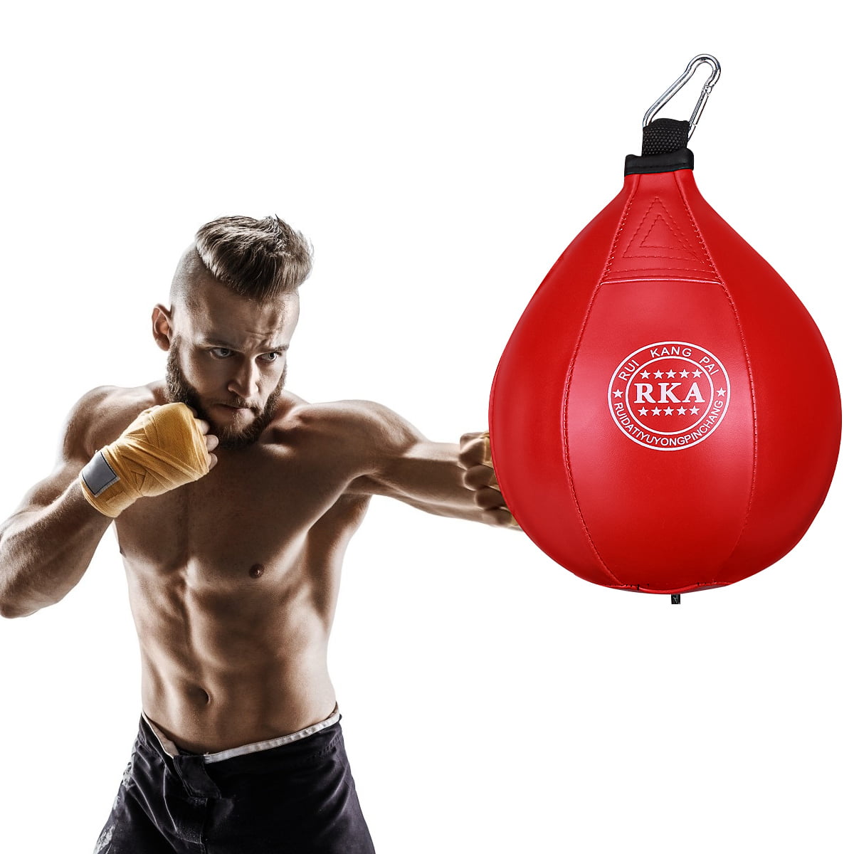ARD Leather Double End Dodge Speed Ball MMA Boxing Punch Bag with Rubber Ropes 