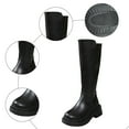 thumbnail image 7 of Chunky Heel Knee High Boots Women Casual Splice Leather Round Toe Platform Over the Knee Riding Boots Back Zipper Fall Winter Dress Tall Boots, 7 of 7