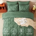 thumbnail image 2 of Flymme Queen Comforter Set with Sheets 7 Pieces Dark Green Bed in a Bag Queen Size Bed Set Soft Microfiber Pinch Pleat Bedding Set for All Season, 2 of 9