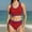 Red, variant on Women High Waisted Bikini Sets Sporty Two Piece Swimsuit Color Block Cheeky High Cut Bathing Suits