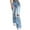 Light Blue, variant on WREESH Womens Jeans Spring and Wide Leg Pants Ripped Shrink Light Blue