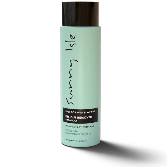 Sunny Isle Just for Wig Weave Braid & Extensiones Champú eliminador de residuos 12 oz | Para cabello sintético y natural | Aceite de semilla de borago de árbol de té de aloe vera y aceites de ricino n