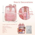 thumbnail image 6 of Clear Backpack Heavy Duty Transparent Laptop Backpacks 15.6 Inch See Through TPU Travel Daypack Large College Bookbag for Women Men Teens Girls Boys students-Pink, 6 of 7