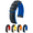 Blue Band / Black Buckle, variant on Hirsch Ayrton Leather Watch Strap - Orange - L - 24mm - Black Buckle - Natural Rubber