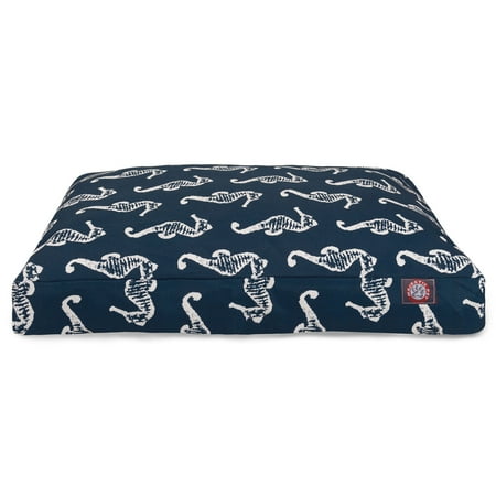 UPC: 0788995500919 | Majestic Pet | Sea Horse Rectangle Pet Bed For Dogs  Removable Cover  Navy  Medium