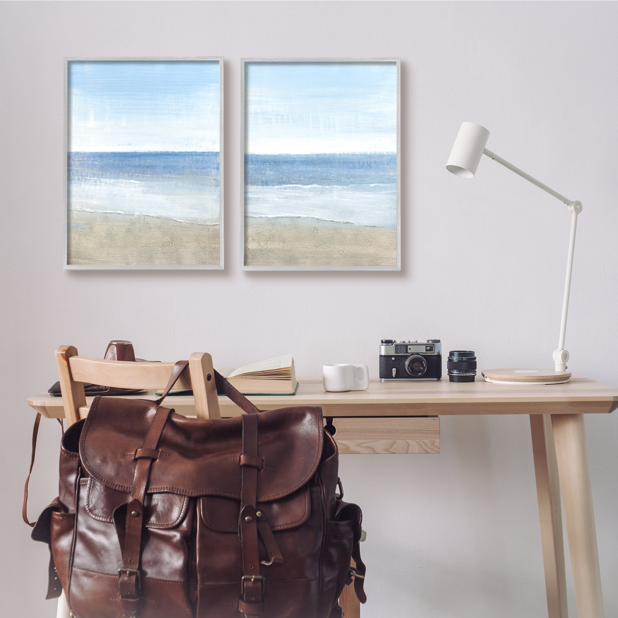 Stupell Industries Coastal Seafoam Beach Waves Soft Tide Landscape Grey Framed, 16 x 20