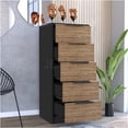 thumbnail image 4 of JERFIT 5-Drawer Chest Dresser with Metal Handles, Multicolor Wood Finish, Compact Storage Cabinet for Bedroom, Living Room, 4 of 5