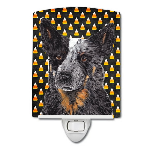 Caroline's Treasures SC9190CNL Australian Cattle Dog Candy Corn Halloween Portrait Ceramic Night Light, 6x4x3",