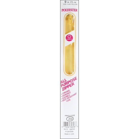 Fermeture Éclair en Plastique Tout Usage 9 Pouces-Jaune Soleil