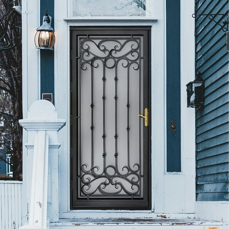 Grisham Deluxe Steel Security Door,36'' x 80'' Metal Tempered Glass Door