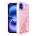 thumbnail image 3 of Compatible with iPhone 16 6.1 inch Phone Case Tempered Glass Screen Protector Bling Liquid Glitter Clear Hybrid Shockproof TPU Military Grade Protective Heavy Duty Cell Cover for i Phone16 i16 Pink, 3 of 6