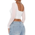 thumbnail image 6 of KelaJuan Women’s Corset Crop Tops, Long Sleeve Lace Patchwork Hanky Hem Slim Fit Bustier T-Shirts, 6 of 6