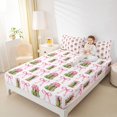 thumbnail image 3 of Manfei Cartoon Food Print Bed Sheets,Cute Pink Bowknot Full Size Sheets,4pcs,1 Flat Sheet,1 Fitted Sheet and 2 Pillowcases, 3 of 6