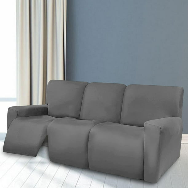 Sofá reclinable seccional elástico fácil de utilizar Funda de suave y ajustada Funda de sofá lavable de muebles con elasticidad para 8 rebanadas gris oscuro BLESIY cubierta de chaise lounge