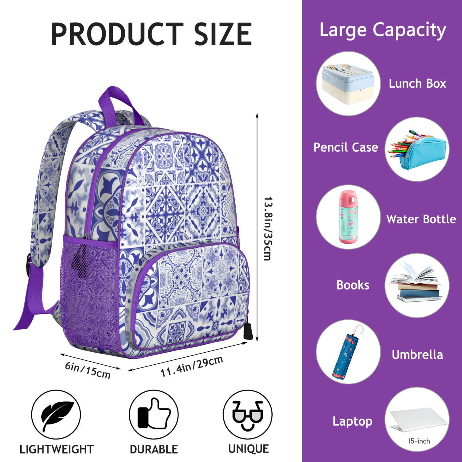 Geometric Butterfly Pattern Backpack - Ergonomic & Lightweight for Commuters