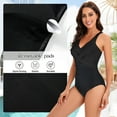 thumbnail image 4 of Zando Womens Tummy Control Swimsuit One Piece Bathing Suits Front Cross Swimsuits Black XL, 4 of 8