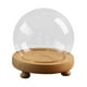 thumbnail image 1 of Campana redonda de vidrio transparente, contenedor decorativo tipo cúpula con base de madera, caja para bolas de nieve para figuras, flor de recuerdo. diámetro 18cm, 1 of 8