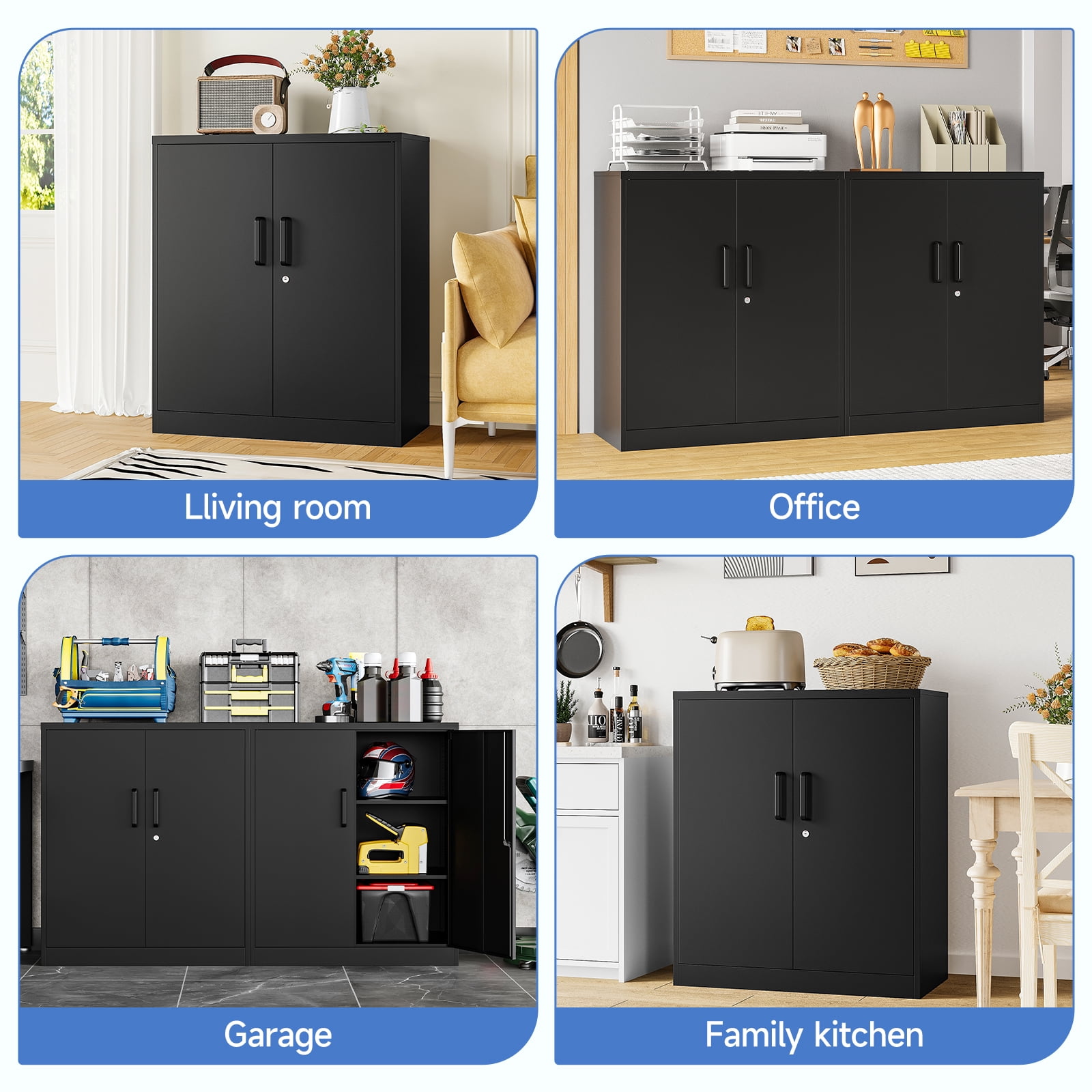 Fesbos Metal Storage Cabinets with 2 Lockable Door, 36" Locker Adjustable Shelves Organizer Steel Cabinet for Home, Office, Warehouse, Garage, Industrial