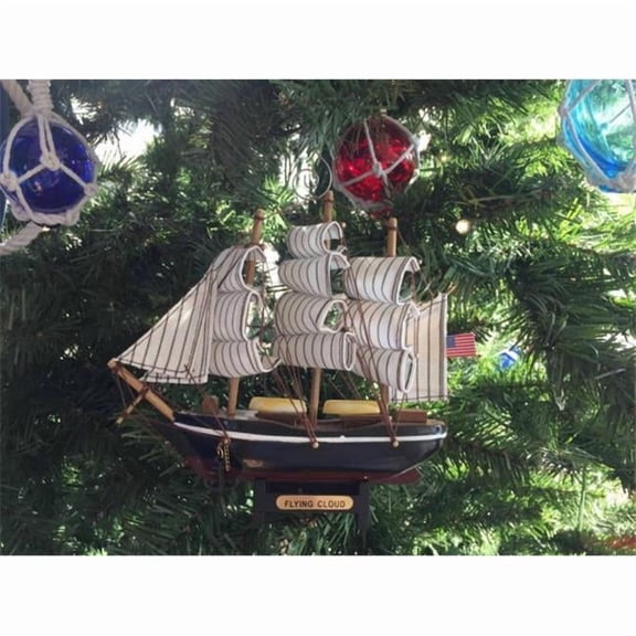 Handcrafted Model Ships Flying-Cloud-7-XMASS Wooden Flying Cloud Model Ship Christmas Tree Ornament