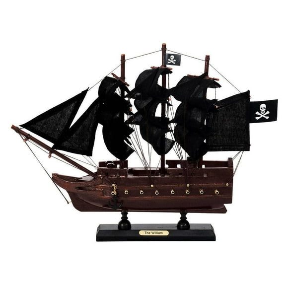 HANDCRAFTED NAUTICAL D√âCOR Wooden Calico Jacks The William Black Sails Model Pirate Ship 12"
